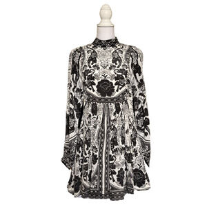NWT Farm Rio Floral Paisley Mini Dress size XS Balloon Long Sleeve Mock Neck